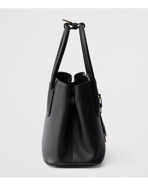 Prada Black Small Saffiano Leather Double Top-Handle Bag