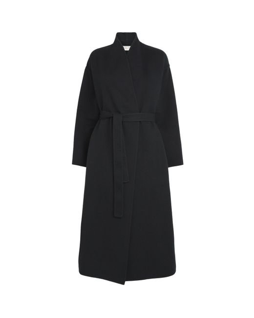 Johnstons Black Cashmere Wrap Belt Long Coat