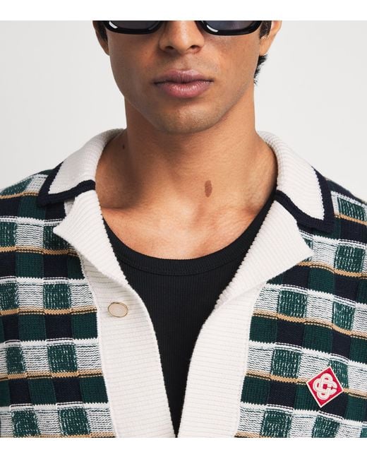 Casablanca Green Cotton Crochet Mosaic Shirt for men