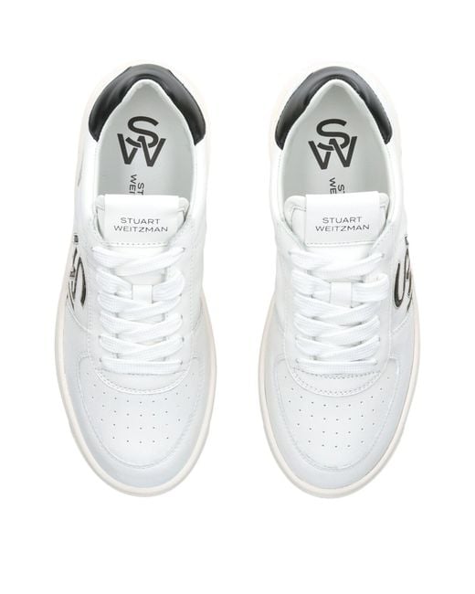 Stuart Weitzman White Leather Sw Courtside Logo Sneakers