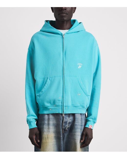 CHERRY LA Blue Western Athletic Zip-Up Hoodie for men