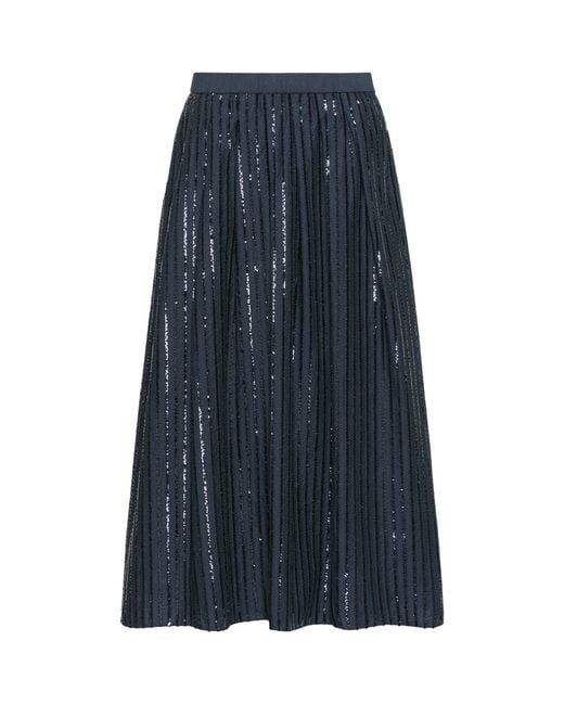 Weekend by Maxmara Blue Cotton Sequinned Skirt