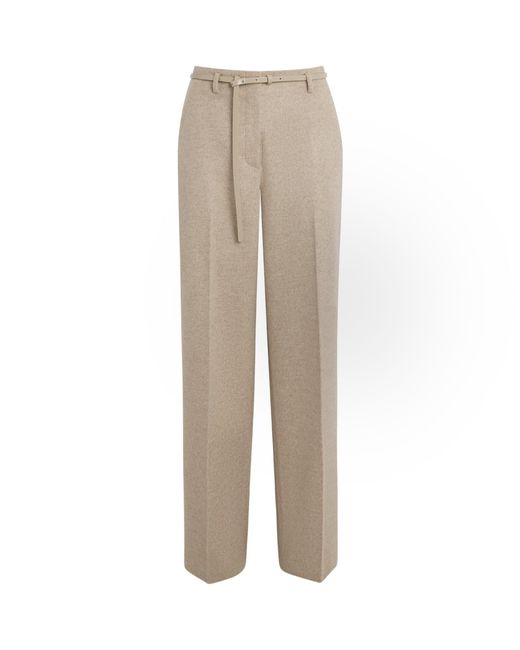 Lafayette 148 New York Natural Wool-Cashmere Belted Trousers