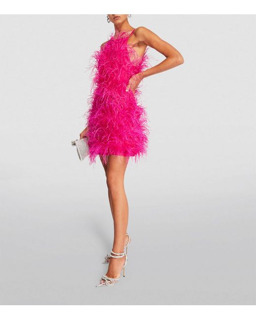 Cult Gaia Feather-embellished Shannon Mini Dress in Pink