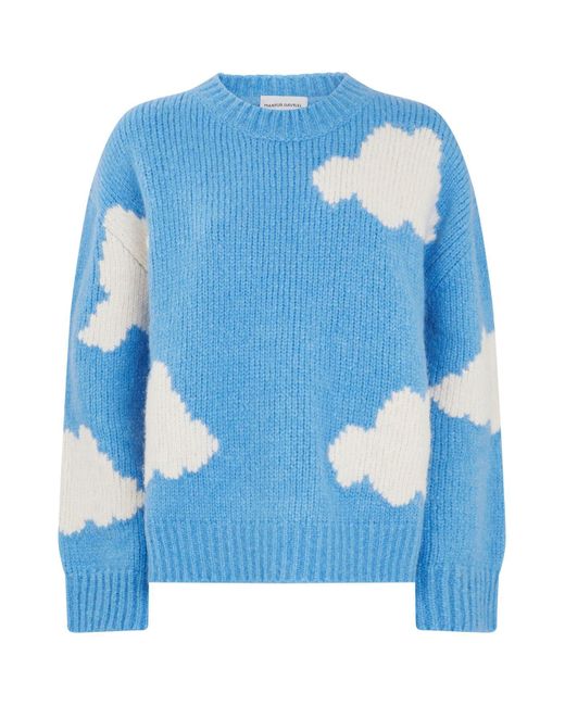 Mansur Gavriel Blue Cloud Print Sweater