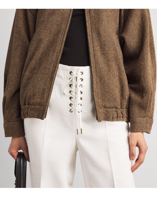 Polo Ralph Lauren White Cotton-Wool Beaton Lace-Up Trousers