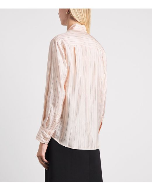 Sandro White Pussybow Stripe Shirt