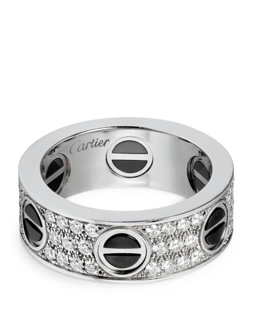 Cartier Metallic White Gold, Diamond And Ceramic Love Ring