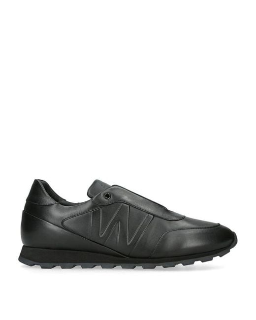 J.M. Weston Black Leather On My Way Slip-On Sneakers for men