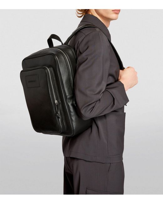 Emporio Armani Black Tumbled-leather Backpack for men