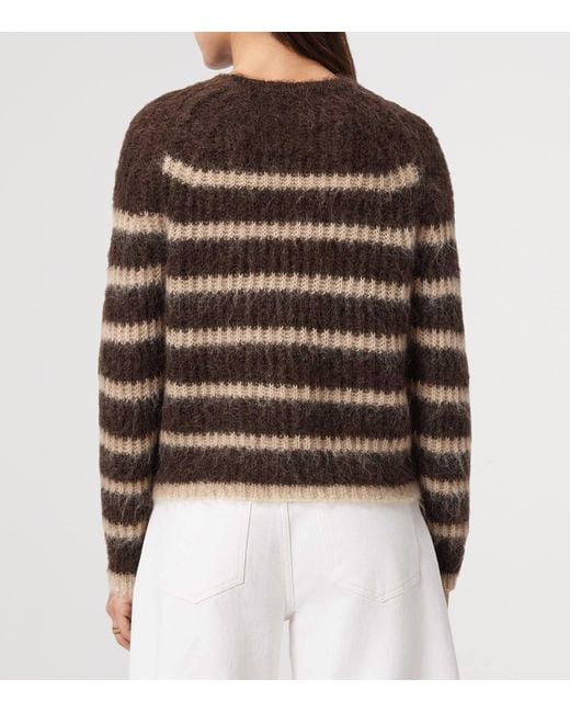 AllSaints Brown Wool-Blend Stripe Riga Sweater