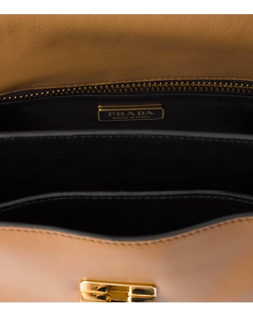 Prada Brown Small Leather Soft Sound Shoulder Bag