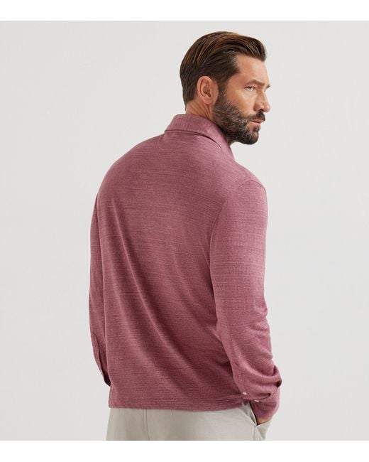 Brunello Cucinelli Pink Linen-Cotton Jersey Polo Shirt for men