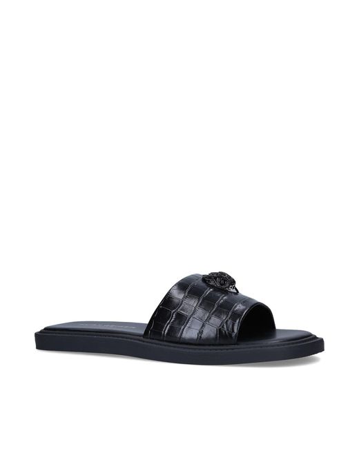 Kurt Geiger Leather Oscar Eagle Slides in Black for Men Lyst UK