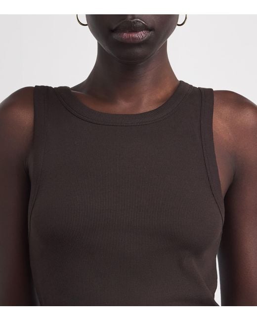 ME+EM Black Stretch-Cotton Tank Top