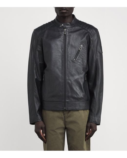 Belstaff Gray Cheviot Sheepskin V Racer Jacket for men