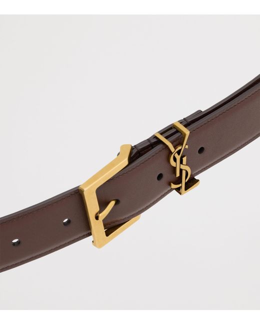 Saint Laurent White Calfskin Cassandre Belt
