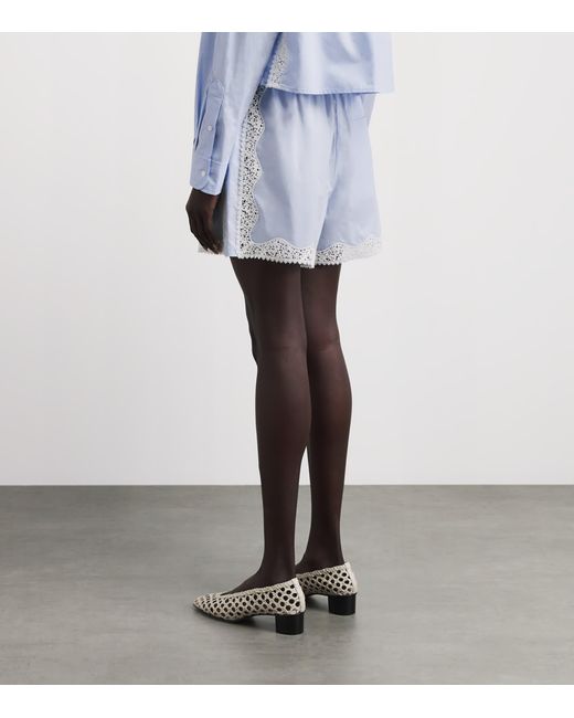 Sandro Blue Cotton Lace-Detail Shorts