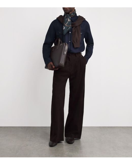 Brioni Blue Wool Twin-Pocket Overshirt for men