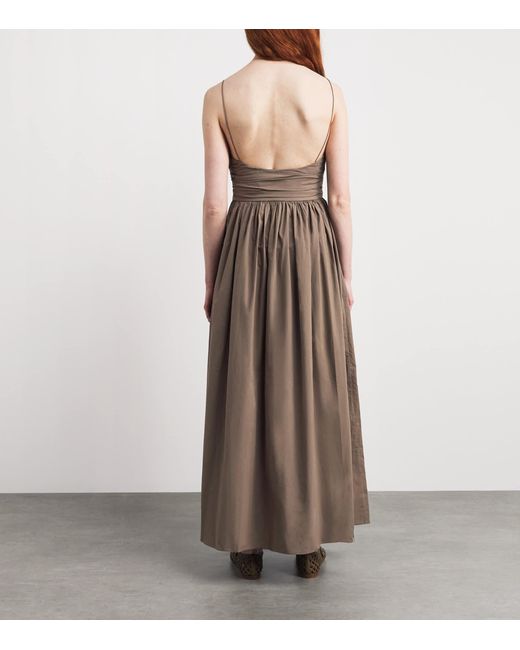 Matteau Brown Organic Cotton Gathered Midi Dress
