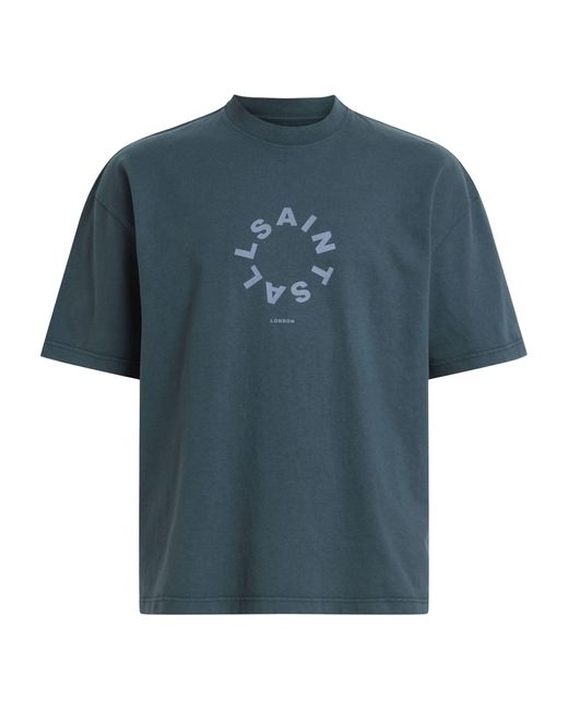 AllSaints Blue Organic Cotton Tierra Logo T-shirt for men