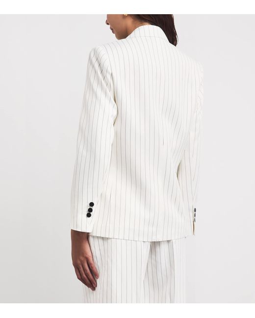 Sandro White Stripe Double-Breasted Blazer