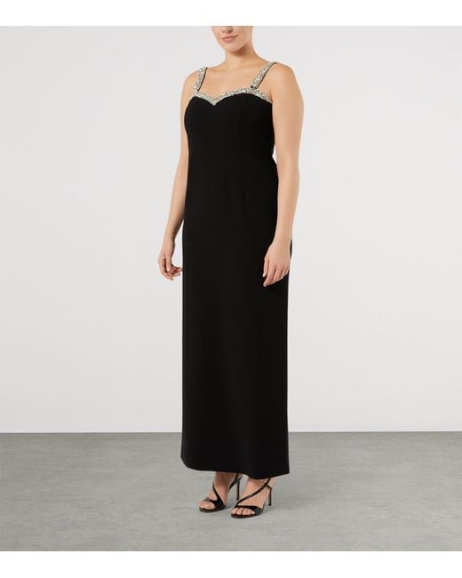 Marina Rinaldi Black Crystal-Embellished Maxi Dress