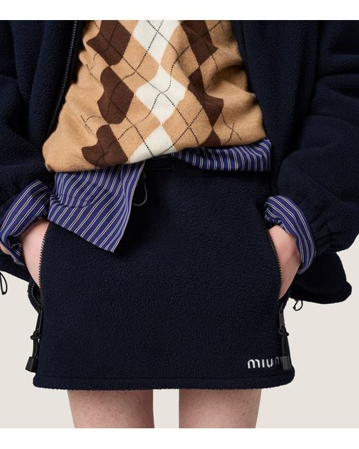 Miu Miu Blue Logo Motif Mini Skirt
