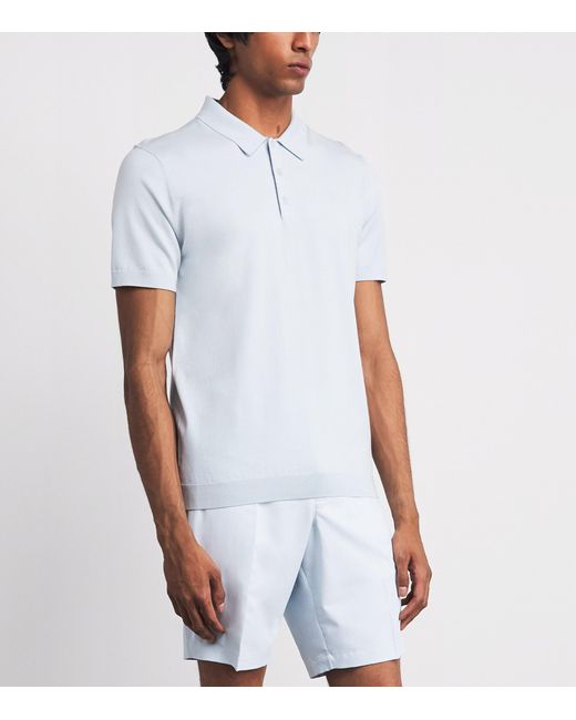 J.Lindeberg White Knitted Ridge Polo Shirt for men