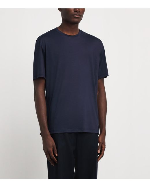 Herno Blue Wool Logo T-Shirt for men