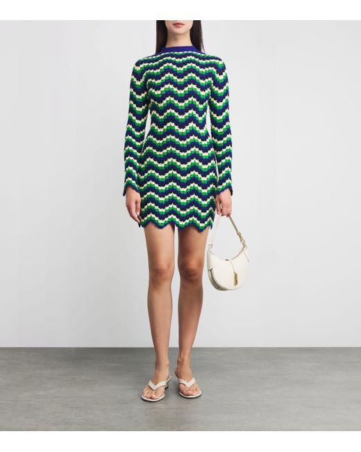 Escvdo Green Organic Cotton Crochet Victoria Mini Dress