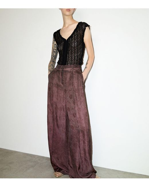 MAX&Co. Brown Floral Wide-Leg Trousers