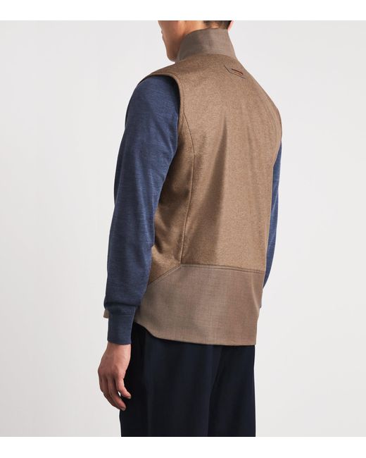 Sease Brown Virgin Wool-Cashmere Explorer Gilet for men