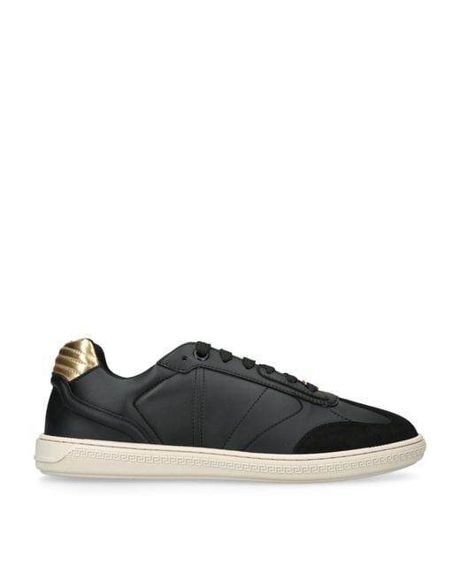 Versace Black Leather Low-Top Sneakers for men