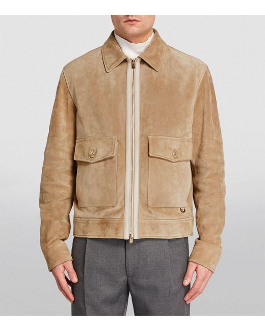 Agnona Natural Suede Blouson Jacket for men