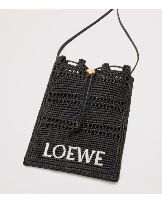 Loewe Black X Paula's Ibiza Raffia Drawstring Pocket Bag