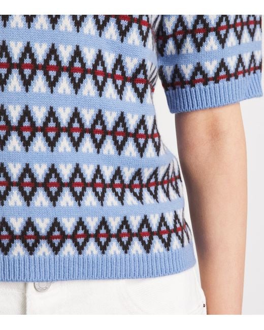 FRAME Blue Cashmere Fair Isle Sweater