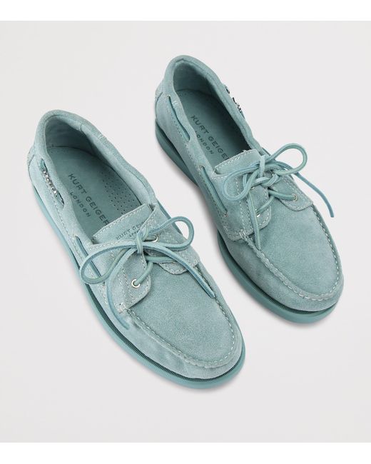 Kurt Geiger Green Suede Kurt Boat Shoes for men