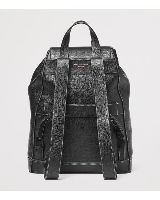 Aspinal Black Medium Leather Hudson Backpack