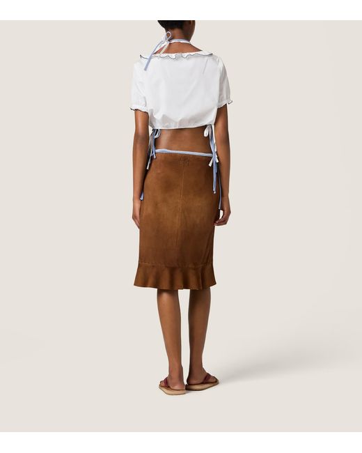 Miu Miu White Cotton Embroidered Crop Top