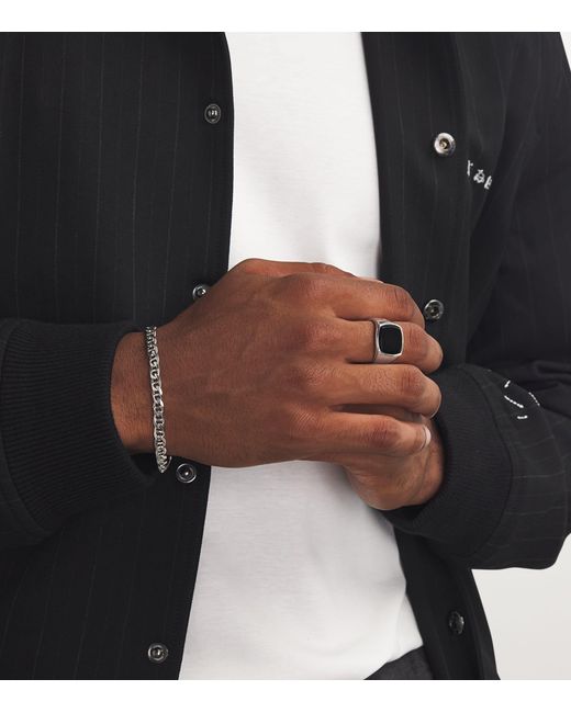 Tom Wood Metallic Polished Onyx Kay Signet Ring for men