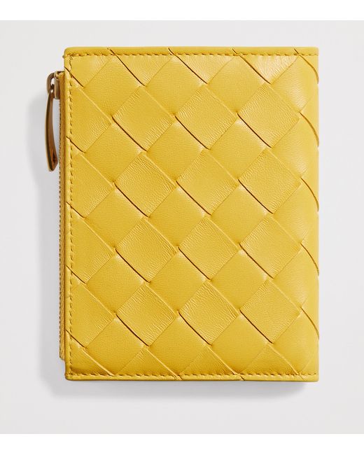 Bottega Veneta Yellow Small Leather Intrecciato Bifold Wallet