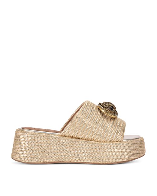 Kurt Geiger Natural Woven Chelsea Flatform Mules