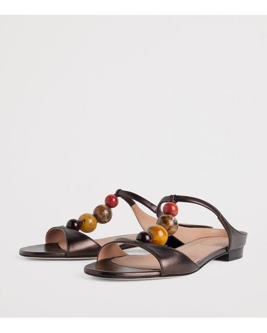 Malone Souliers Brown Metallic Leather Lena Sandals