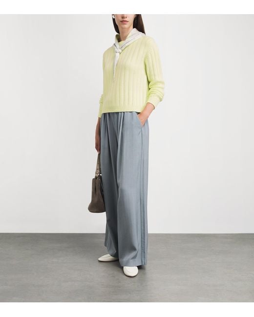 Johnstons Yellow Cashmere Ribbed Lecht Sweater