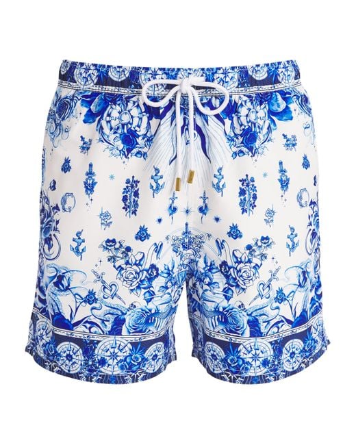 Camilla Blue Printed Swim Shorts for men