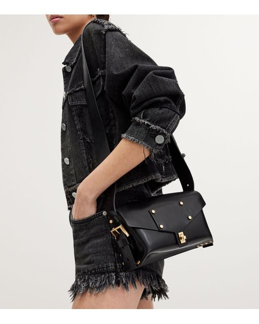 AllSaints Black Leather Miro Cross-body Bag