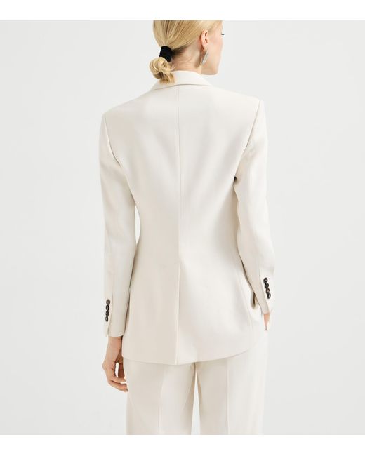 Brunello Cucinelli White Comfort Viscose Couture Twill Blazer