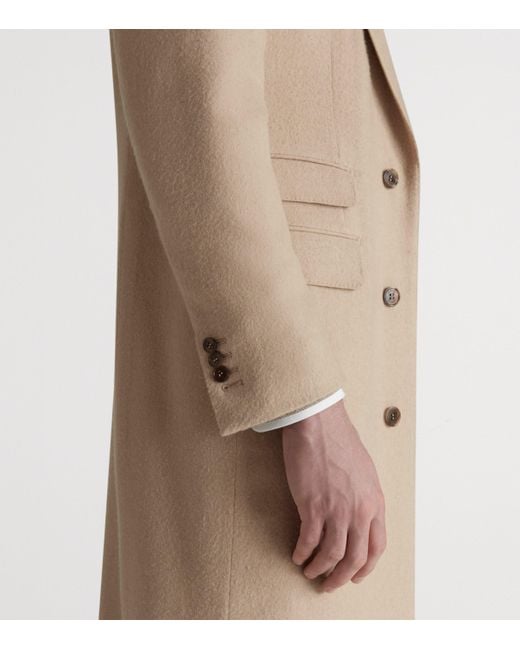 Dunhill Natural Camel Single-Breasted Overcoat for men