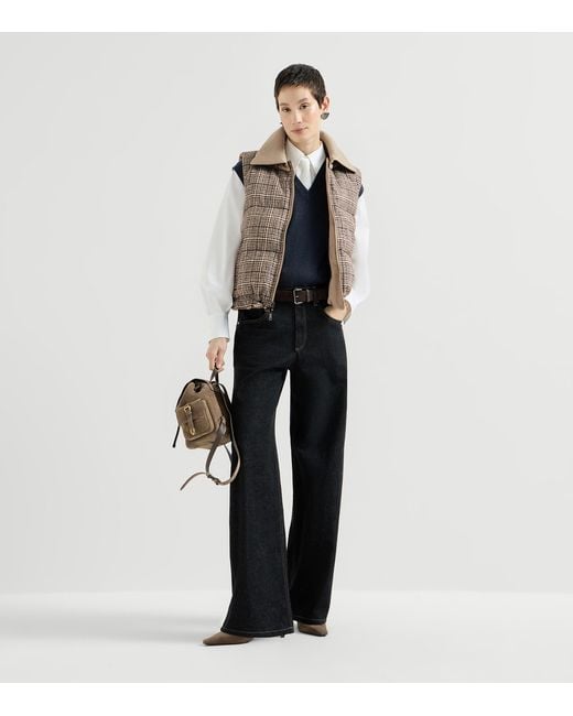 Brunello Cucinelli Brown Cotton-Linen Reversible Gilet